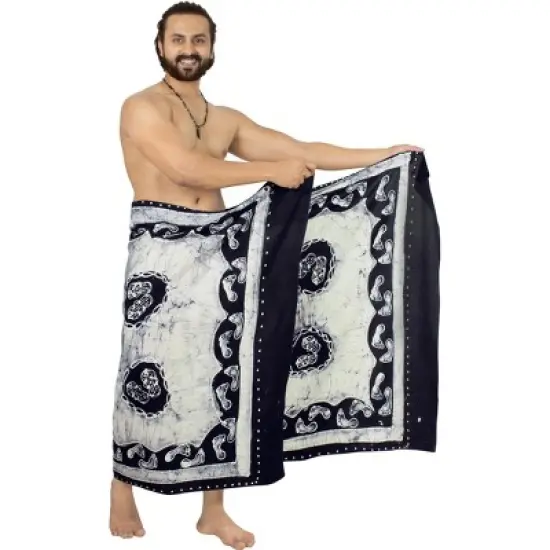 LA LEELA Men's Beachwear Vacation Wraps Pareo Standard Surfing Dashiki Summer Holiday Sarong Full Beach Wrap One Size Multi Tie Dye Design image {3}