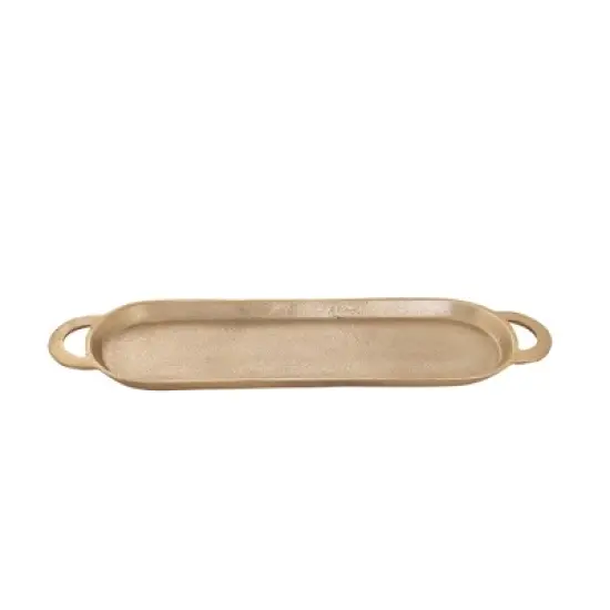 Classic Touch Gold Oblong Serving Tray with Flat Handles image {1}