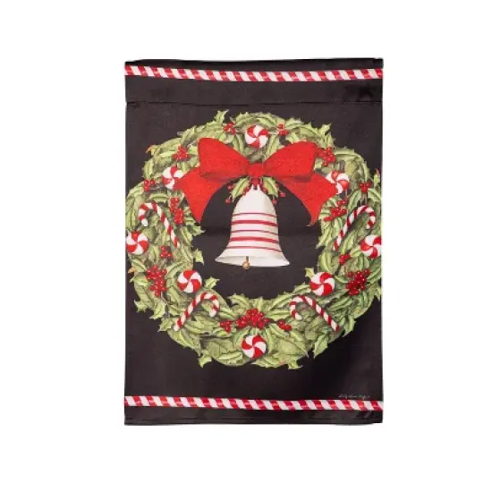 Evergreen Christmas Bell and Wreath Suede Garden Flag 12 x 18 Inches Indoor Outdoor Decor image {7}