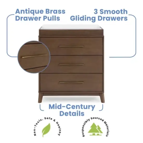 Delta Children Spencer 3 Drawer Dresser with Changing Topper image {3}