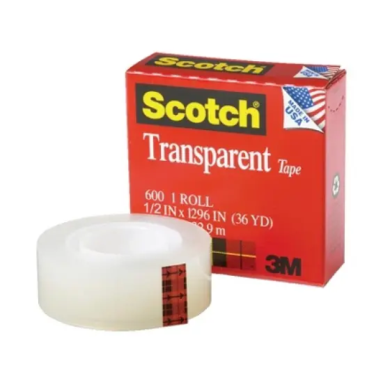 Scotch 600 Transparent Tape, 0.50 x 2592 Inch, 3 Inch Core, Glossy Finish, Pack of 2 image {1}