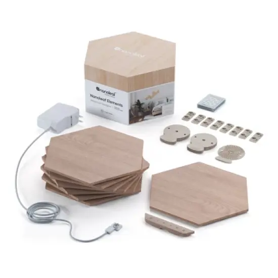 Nanoleaf 7 Panels Wooden Hexagon Smarter Kit LED Light Bulbs image {13}