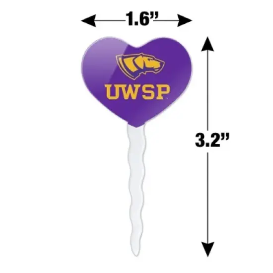 University of Wisconsin-Stevens Point Primary Logo Heart Love Cupcake Picks Toppers Decoration Set of 6 image {5}