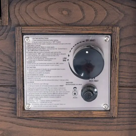 Ellington Outdoor Wood Patterned Square Gas Fire Pit - Brown - Christopher Knight Home image {3}