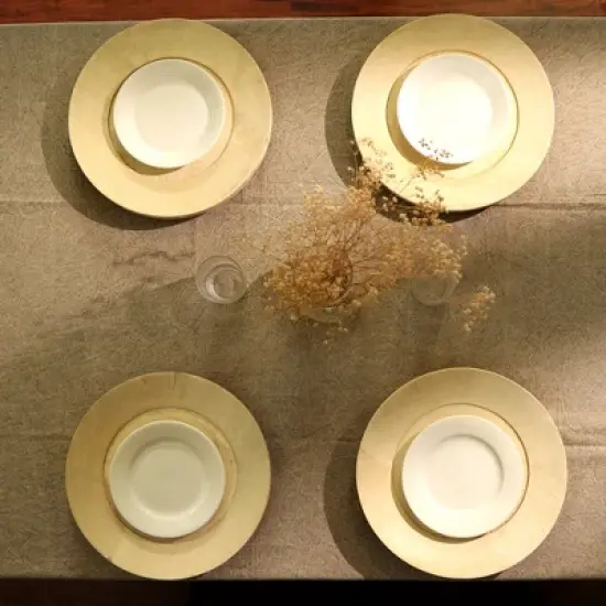 13" Handcrafted Wood Charger Plate Wooden Dinning Placemat Artisan Wood Tableware image {4}