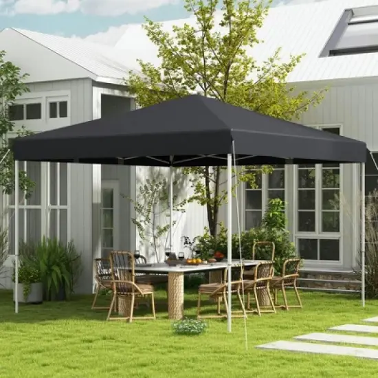 Resenkos Backyard Garden Canopy, Camping Canopy Screen Tent,13' x 13' Pop Up Canopy Tent with Height Adjustable, Carry Bag, Gray image {2}