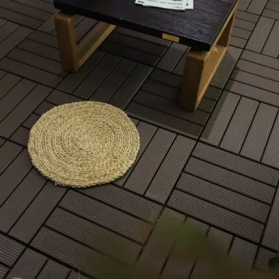 Courtyard Casual Plastic Deck Tiles Chocolate Color Pack of 9 image {3}