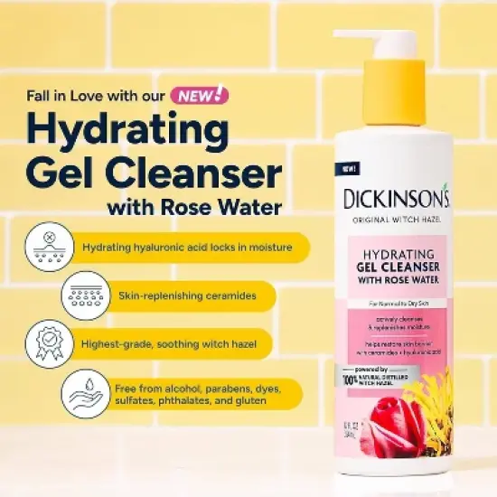 Dickinson's Original Witch Hazel Hydrating Gel Daily Cleanser with Rose Water - 12fl oz image {9}