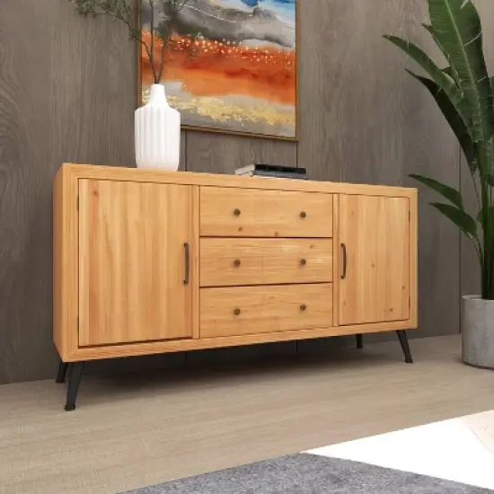 Modern Wood Sideboard Buffet Light Brown - Olivia & May image {9}