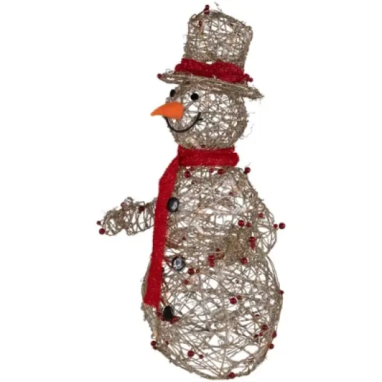 Northlight Lighted Glittered Snowman and Berries Outdoor Christmas Decoration - 28" image {4}