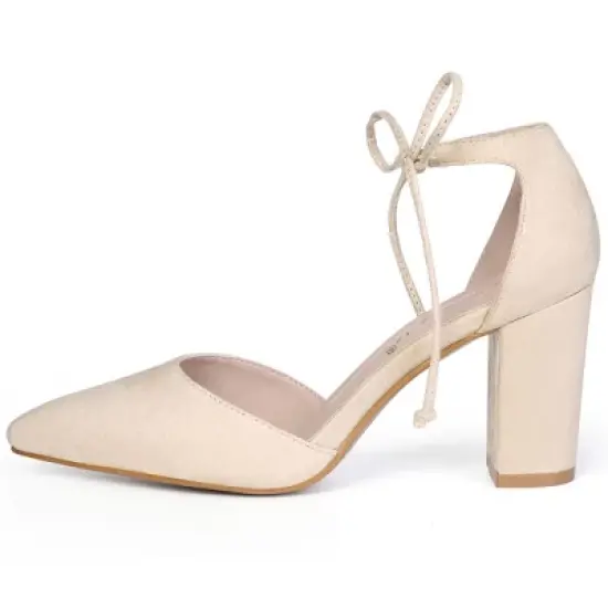 Allegra K Women's Ankle Tie Point Toe Dress Pumps image {6}