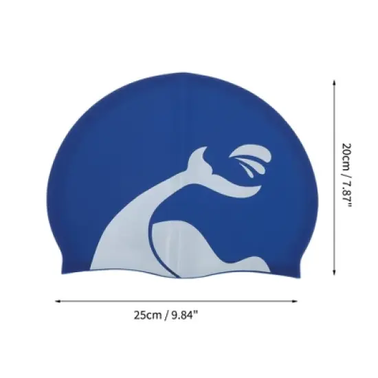 Unique Bargains Silicone Whales Pattern Swim Cap 1 Pc image {3}