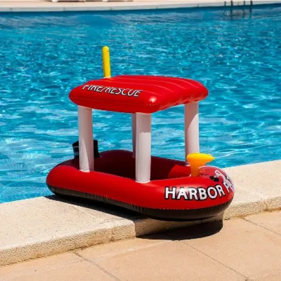 Zone Tech Inflatable Pool Floats &ndash; 2 Sizes Fire Rescue Inflatable Boat Pool Float Ride On with Water Toy Squirter , Pool Raft for Kids and Toddler image {4}