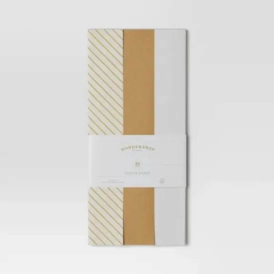 8ct Christmas Tissue Paper Gold/White - Wondershop&trade; image {2}