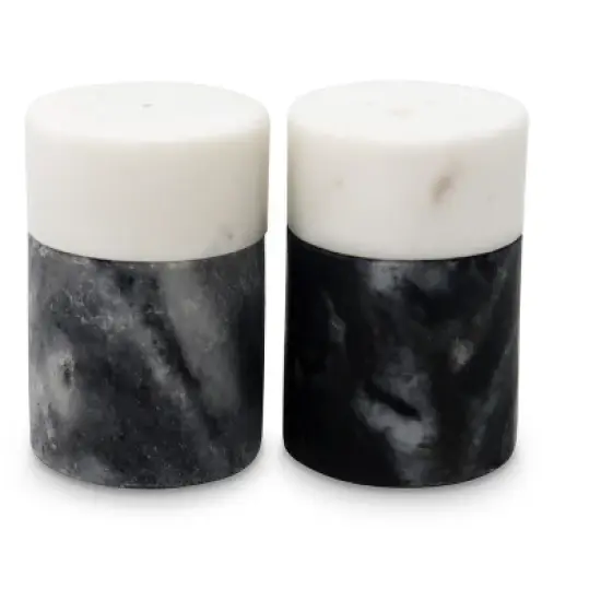 Classic Touch White and Black Marble Salt & Pepper Set image {2}