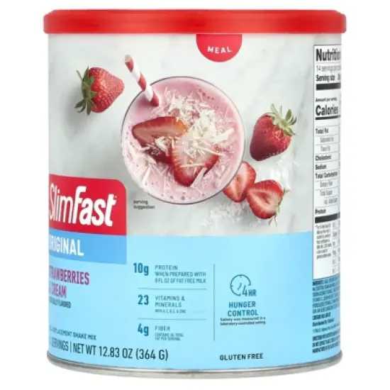 SlimFast Meal Replacement Powder, Original Strawberries & Cream, Weight Loss Shake Mix, 10g of Protein, 14 Servings image {2}