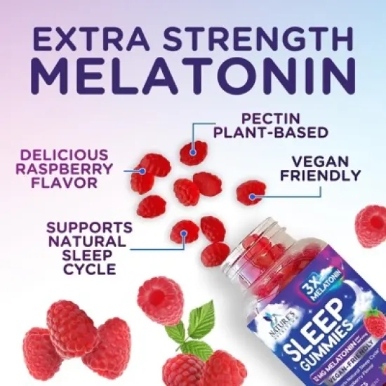 Sleep Gummies with Melatonin Sleep Gummy - 12 mg Melatonin, Natural Melatonin Gummy, Occasional Sleep Support - 60 Gummies By Nature's Nutrition image {2}