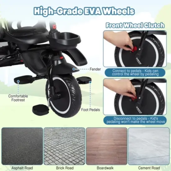 7 in 1 Folding Toddler Bike with Removable Adjustable Push Handle image {1}