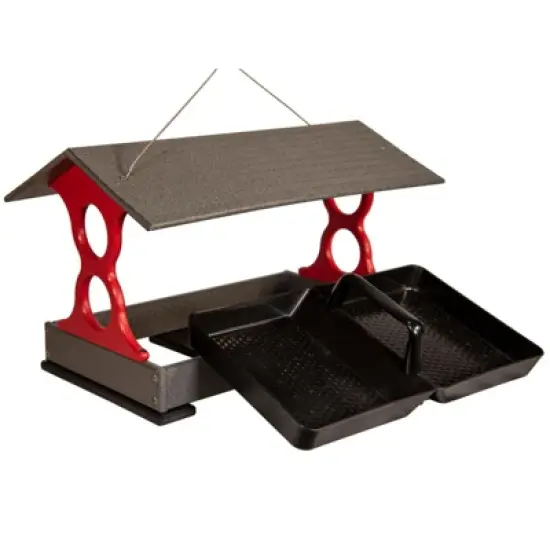 JCs Wildlife Cardinal Red and Gray Large Fly Thru Bird Feeder with Denali Squirrel Proof Mounting Pole - Squirrel Proof Bird Feeder Kit - Holds 8 Cups image {8}