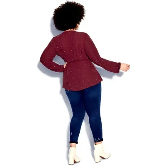Women's Plus Size Bling Flirt Top - ruby | CITY CHIC image {2}