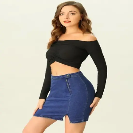 Allegra K Women's Vintage Slim Fit Summer High Waist Zipper Front A-Line Mini Denim Skirt image {1}