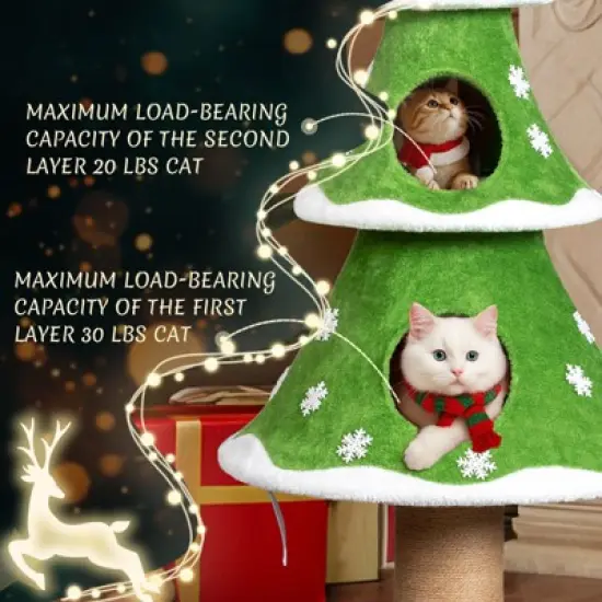 Karl Home 4-tier 59 inch  Cat Tower Christmas Tree Decoration image {6}