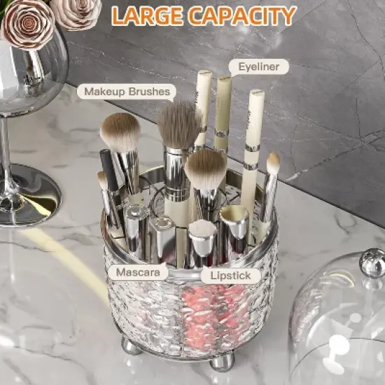 Aghana Digitals Rotating Makeup Organizer with Dustproof Cover - Large Capacity PP Storage Box for image {4}