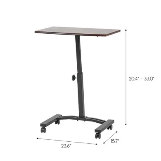 IRIS USA Height Adjustable Laptop Cart and Dynamic Rolling Workstation, Brown image {6}