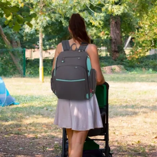 Fisher-Price Kaden Backpack Diaper Bag - Aqua/Gray image {8}