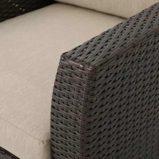 Outdoor Sectional Sofa Set, 2 Pcs Wicker Sofa Set with Single Sofa, Sofa with PE Cushions and Iron Frame, Rattan Armrest Sofa-Coolbibila image {6}