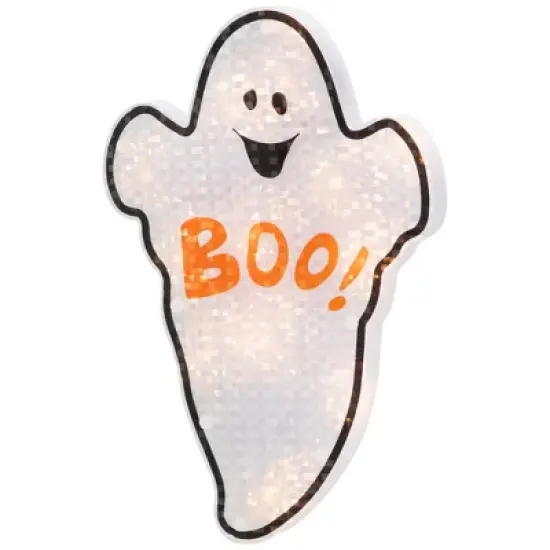 Northlight Lighted Holographic Boo Ghost Halloween Window Decoration - 12" image {3}