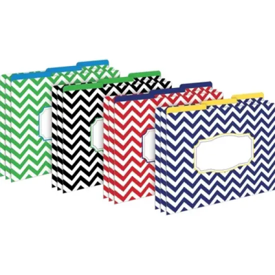 Barker Creek Chevron Nautical Get Organized File Folders Set Multi-Design 107 per Set: Paper, Top Tab, 50 Sheet Capacity image {1}