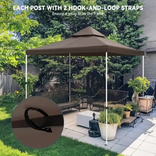 Yescom 10x10Ft UV30+ Gazebo Replacement Top for 2 Tier Outdoor Canopy Cover Patio Backyard Party Deck Coffee Liqueur Tan image {4}