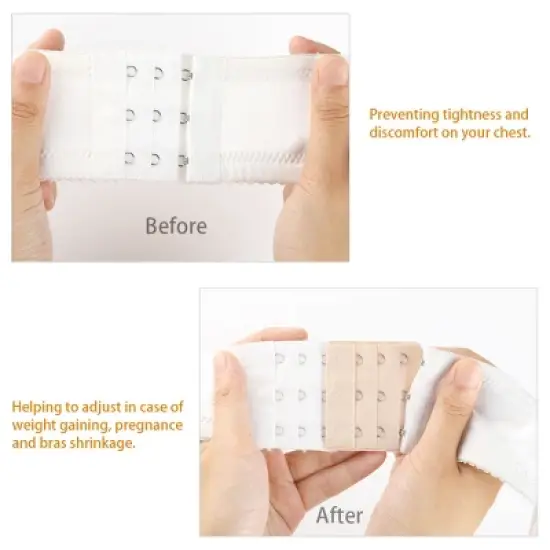 Allegra K Women's 3 Rows 2 Hooks Underwear Bra Extender Brassiere Extension Hooks Strap Adapter image {4}