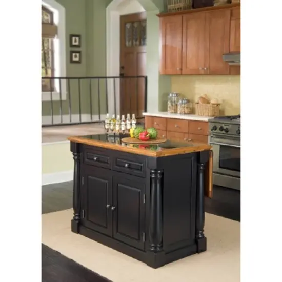 Monarch Kitchen Island Granite Top Black/Oak - Home Styles image {2}
