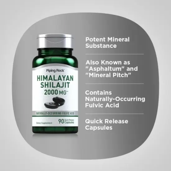 Piping Rock Shilajit Supplement 2000mg | 90 Capsules image {3}