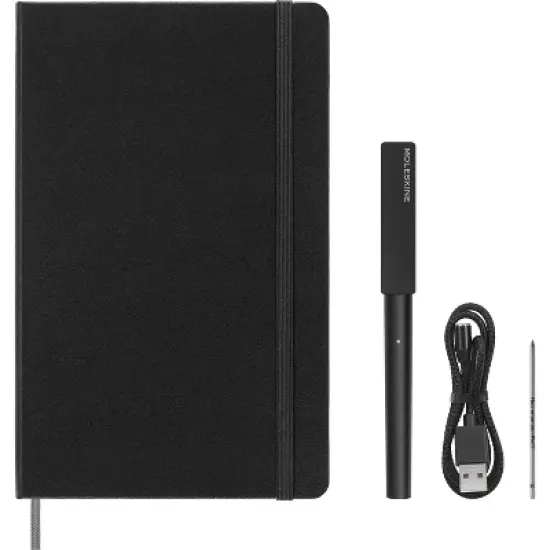 Moleskine 3 Set Bundle Ruled Smart Notebook and Smart Pen LG Hard Cover Black: Digital Notebook, Elastic Closure, Pocket image {8}