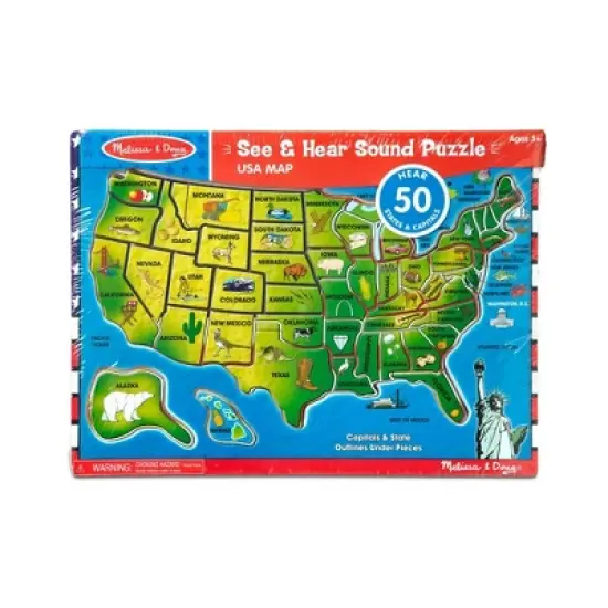 Melissa & Doug USA Map Sound Puzzle - Wooden Peg Puzzle With Sound Effects (40pc) image {2}