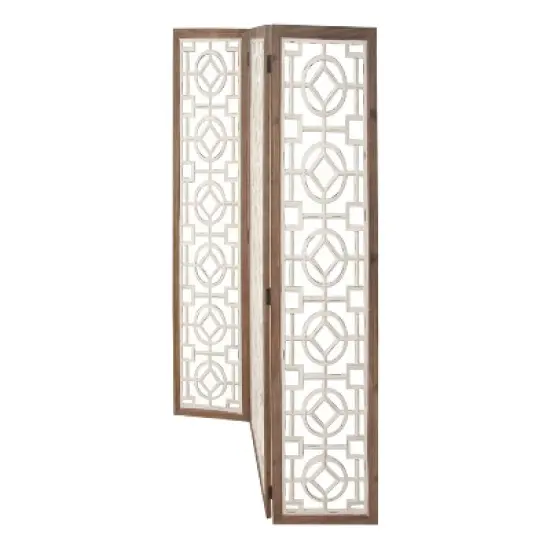 Farmhouse Wood Patterned Room Divider Screen White - Olivia & May image {7}