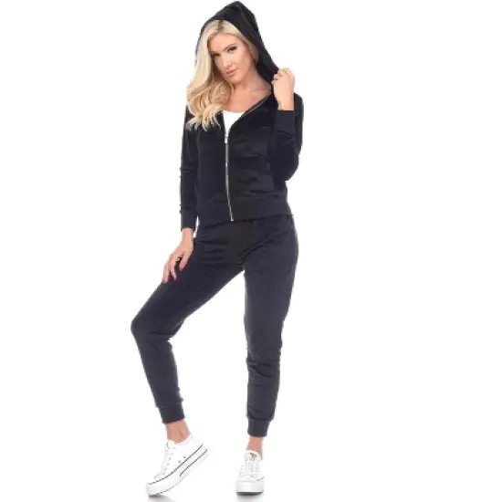Women's 2 Piece Velour Tracksuit Set - White Mark image {1}