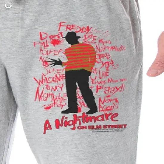 A Nightmare On Elm Street Men's Freddy Krueger Lounge Bottoms Pajama Pants Heather Grey image {2}