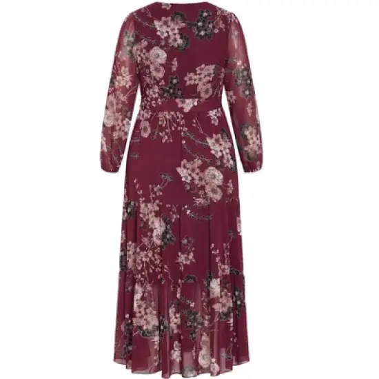 Women's Plus Size Bold Blossom Maxi Dress - ruby | CITY CHIC image {4}