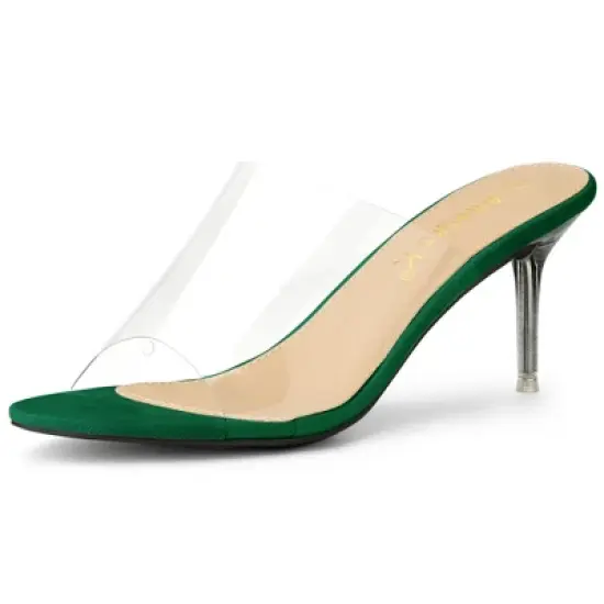 Allegra K Women's Clear Strap Stiletto Slide Heels Sandals image {9}