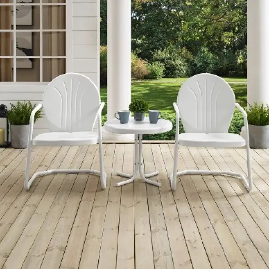 Griffith 3pc Outdoor Conversation Set - White - Crosley image {3}