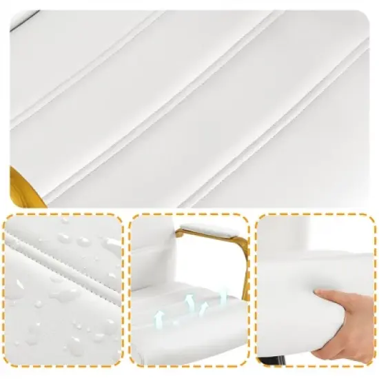Yaheetech Adjustable Mid-Back Office Chair Executive Chair White image {5}