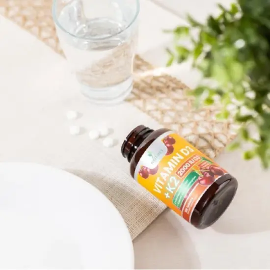 Vitamin D3 with K2 Supplement - High Potency Vitamin D Complex, Chewable - 60 Tablets;120 Tablets;180 Tablets image {8}