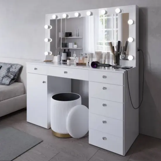 Leila Lighted Makeup Vanity - Boahaus image {16}