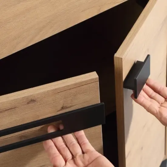 Bathroom Cabinet with Sink, Freestanding Bathroom Vanity or Floating Optional Conversion, Oak - ModernLuxe image {7}