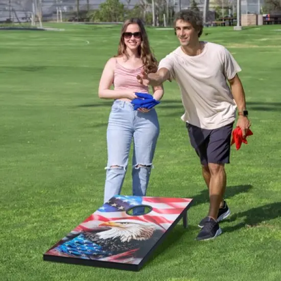 VEVOR Cornhole Set, 3x2 ft Corn Hole Game Boards, MDF Wood Portable Toss Board, Indoor and Outdoor Cornhole Play for Adults, Black image {1}