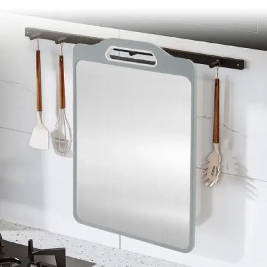 Unique Bargains Double-Sided Stainless Steel Cutting Board 1Pc image {5}